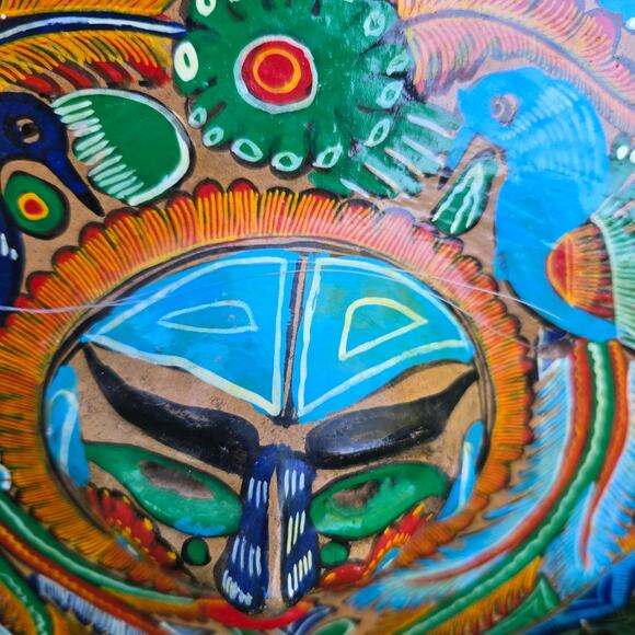 Vintage Mexican Terracotta Round Folk Art Sun Birds Hanging Wall Art - Picture 4 of 13